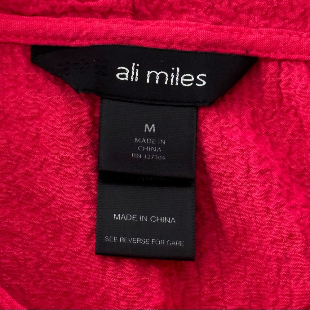 Ali Miles Red Cowl Neck Tunic Blouse Lagenlook Size Medium Comfort Stretch - Picture 6 of 7